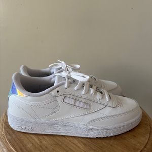 Reebok White Leather Sneakers Metallic - Size 8